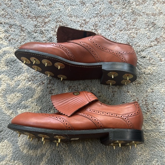 Vintage Dexter Men’s Golf Shoes Spikes Kiltie Leather Brown 8.5 - Picture 6 of 12
